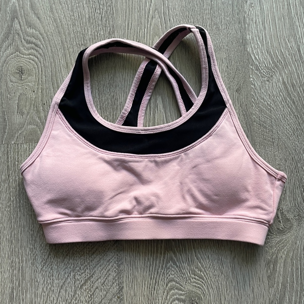 Pink and Black Sports Bra